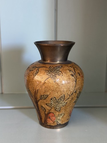 Brass indian mini vase floral - brass,