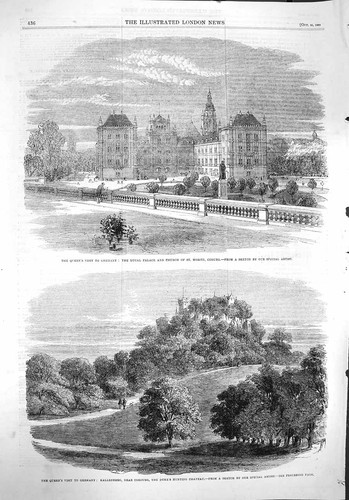 Old antique print 1862 queen - old,