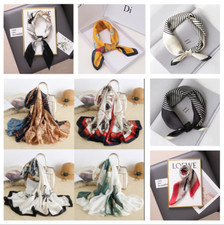 New 70X70 Fashion Women Square Shawl Satin Silk Floral Printed Head Neck Scarf 