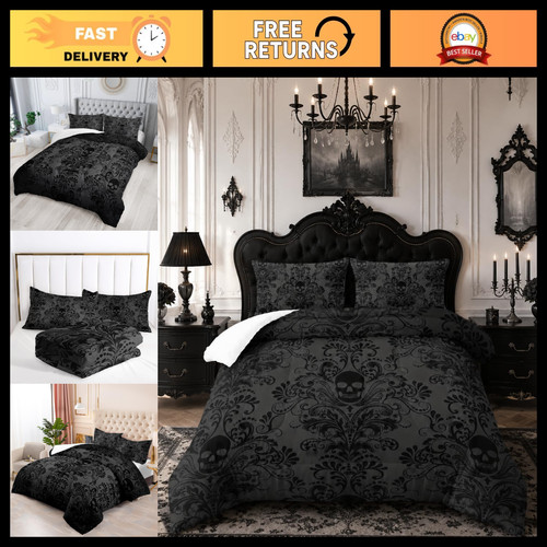 Gothic skull queen bedding - gothic,