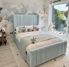 Winged Upholstered Bed Frame -