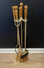 Vtg Gold Brass and Oak Wood