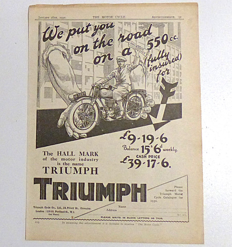Vintage motorbike triumph - motorbike, ad