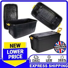110L & 145L  Heavy Duty Indoor Outdoor Black Storage Trunk With Wheels & Handles