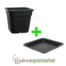 SQUARE BLACK PLANT POT AND