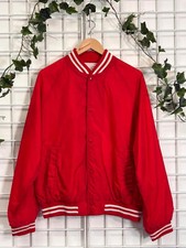 Mens Vintage Nylon Baseball Jacket Windbreaker USA College Style