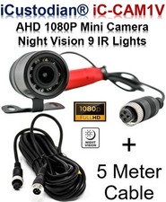 iCustodian® iC-CAM1V 1080P AHD MINI CAR TAXI CCTV CAMERA NIGHT VISION + 5M CABLE