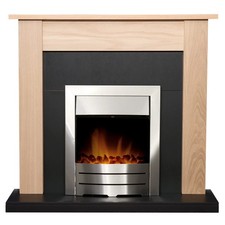 Southwold Fireplace in Oak & Black with Colorado Electric Fire in Brushed Steel