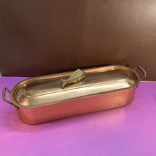 Copper and Brass Fish Salmon Poacher Stainless Rack with Brass Handle Poacher