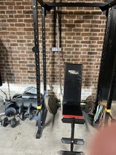 Weight Bench with Barbell and Dumbells Multiple Weights Available
