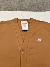 Nike Club Knit Cardigan Brown Button Up Sweater Men's Large TaFN3898-224 NWT $90