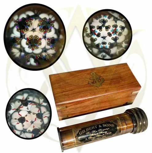 Brass kaleidoscope with wooden - brass,
