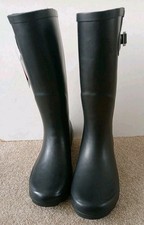 Women Unbranded Vegan Friendly Wellie Wide Leg With Adjustable Buckle Black