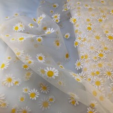 Daisy Floral Soft Tulle or Soft Organza Fabric  54" Wide UK Seller