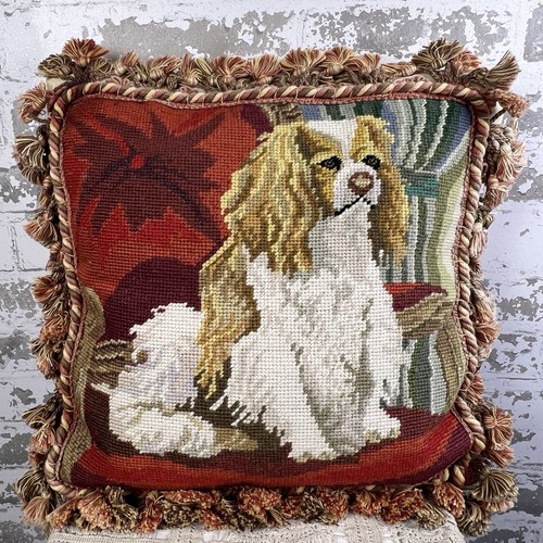 Vtg wool needlepoint pillow - needlepoint,