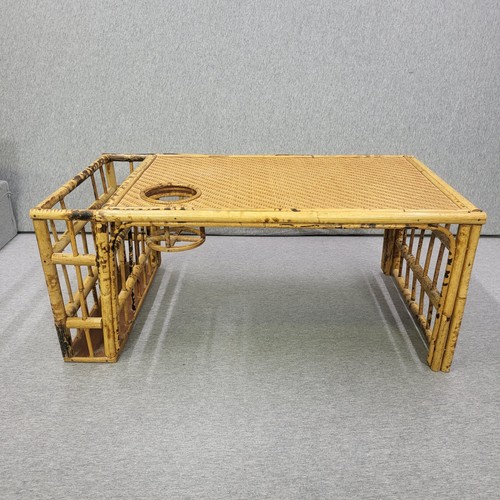 Vintage bamboo rattan bed - bed, tray