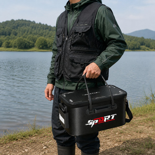 Foldable fishing bucket with - foldable,