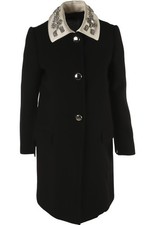 PRADA BLACK COAT WITH JEWELLED