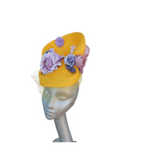 Charlotte - Yellow and Lilac cocktail hat ASCOT WEDDING