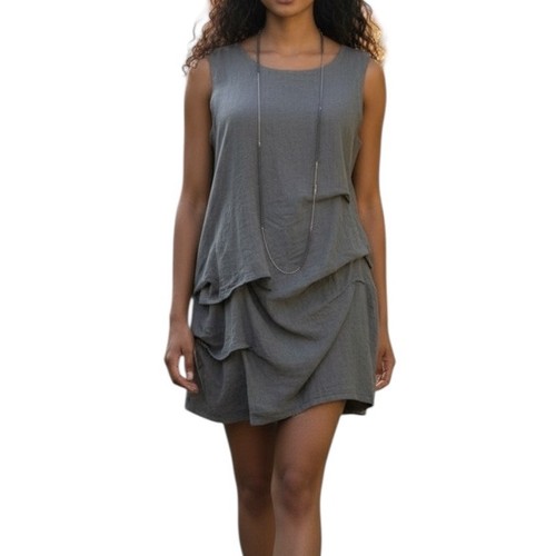 Chalet gray 100 linen bubble - gray,