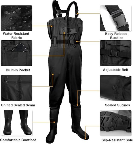 Pvc waders black fly - waders,