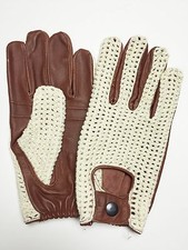 Ladies Mens Retro Classic Driving Gloves Genuine Leather Brown Tan Top Quality