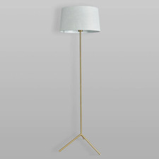 Floor lamp BHS Stassy Tripod Satin Brass Grey Shade rrp £99  DAMAGED SHADE