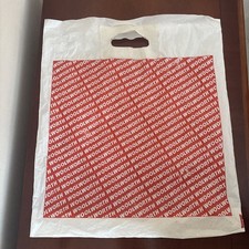 Large Woolworths Plastic Carrier Bag Red And White 15.5 X 18 Inches Vintage