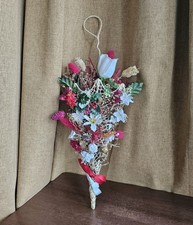 Vintage Xmas Dried Flower Arrangement Hanging Decor Home Decoration