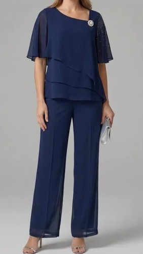 Trouser suit navy diamante - trouser, navy-