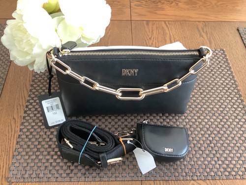 Dkny black leather bag evon - dkny,
