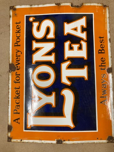 Original lyons tea enamel sign - tea,