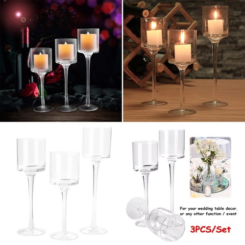 3pcs set glass tea light - glass,