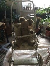 Cumfifolda Vintage 50s/60s Childs Dolls Pushchair and Teddy Bear same Era