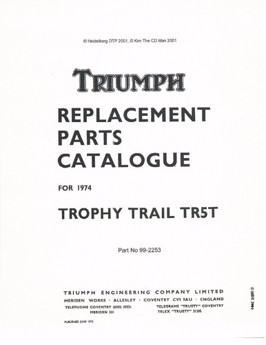 Triumph parts manual - manual, 1974