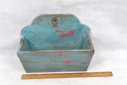 Antique wall box blue paint - antique,