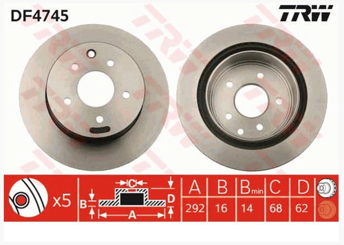 Trw rear brake disc set - trw,