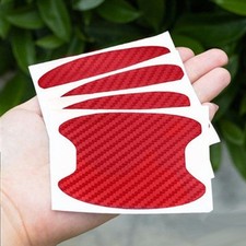 4× Red Carbon Fiber Car Door Handle Protector Anti-Scratch Stickers Accessories