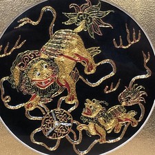 Chinese silk foo dogs - silk,