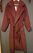 Ladies Winter Long Coat size L "size 16" with belt  NWT Burgundy "16"  AX Paris