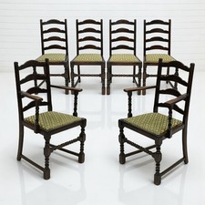 6 Jaycee Dining Chairs Ladder Back Inc 2 Carvers Drop In Seats FREE UK Delivery*