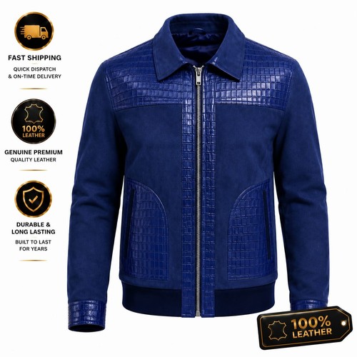 Men blue trucker jacket croc - blue,