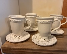 Tea Set Lace Ceramic Cream 4