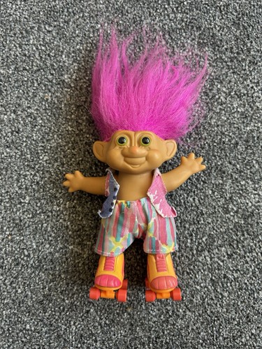 Vintage troll roller skates - on,