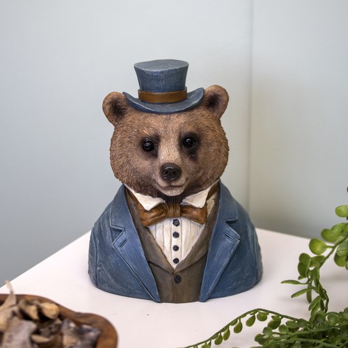 Gentleman bear bust ornament - gentleman,