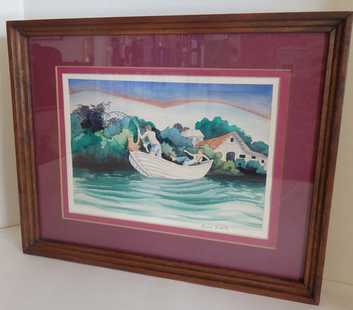 Vtg original watercolor boys - ,