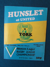 Hunslet v York Rugby League Programme 23/3/83