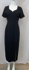 ANNE BROOKS Black, Short Sleeve Embellished Top, Midi Dress. Size UK 12.