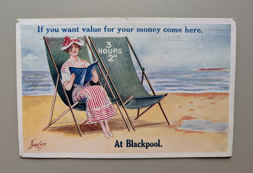 Old postcard woman - old, humour