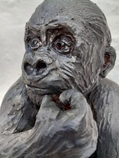Theresa Gilder Rare Terracotta Sculpture Of Baby Gorilla 7 in Probably Early